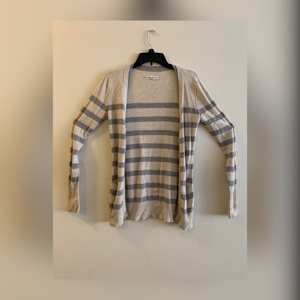 Aeropostale cream/grey-striped cardigan size M